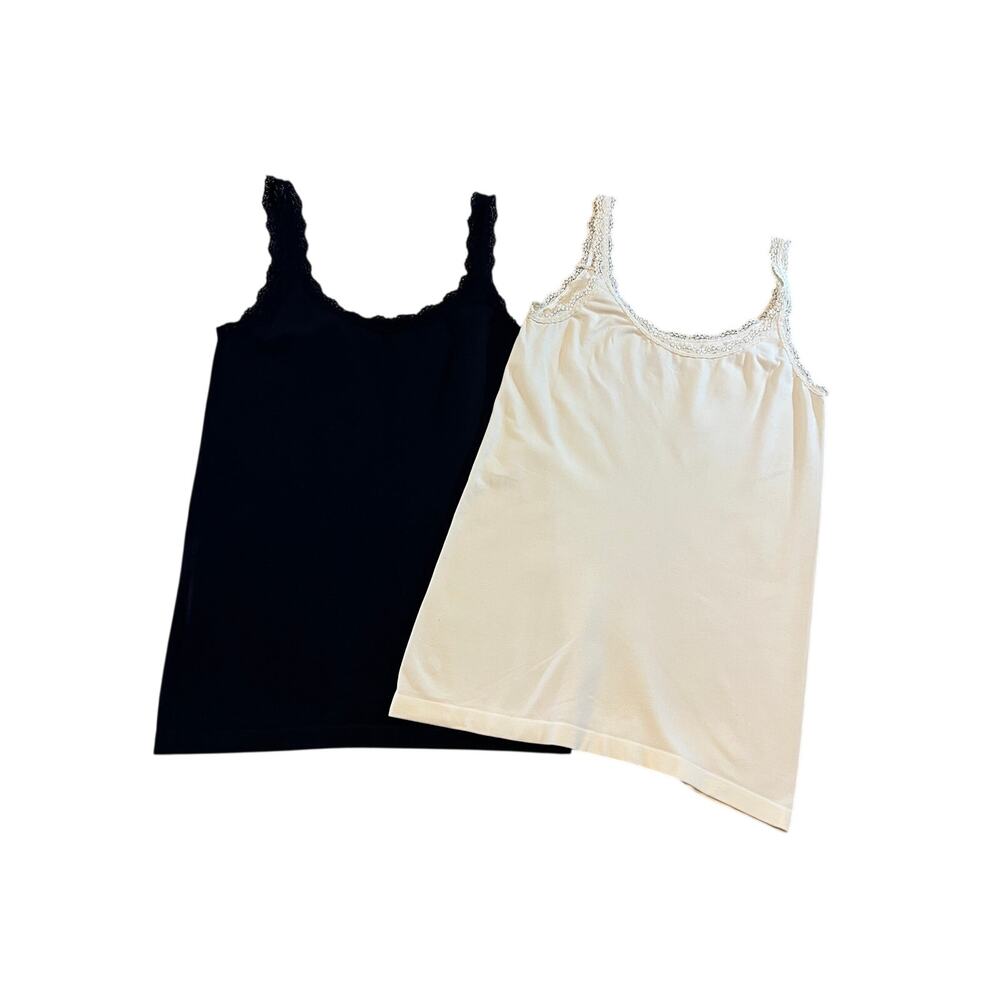 The Limited Black Ivory Lace Trim Stretch Camisole Tank Top Bundle Size Medium